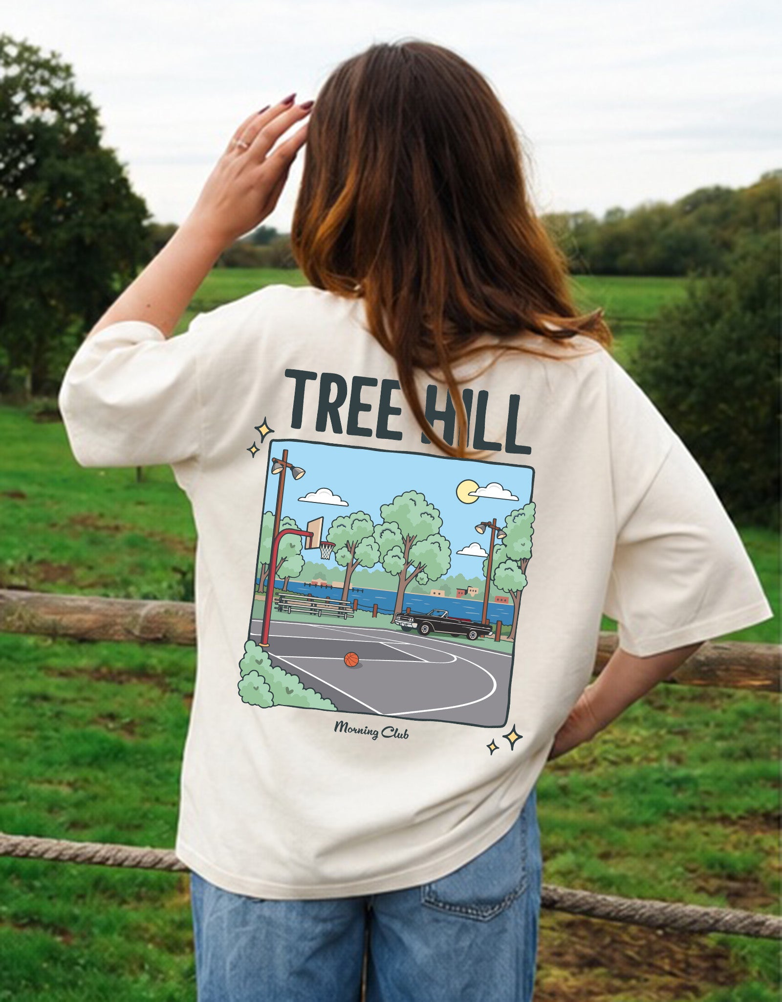 Tree Hill Printed Oversized Organic Cotton Tee