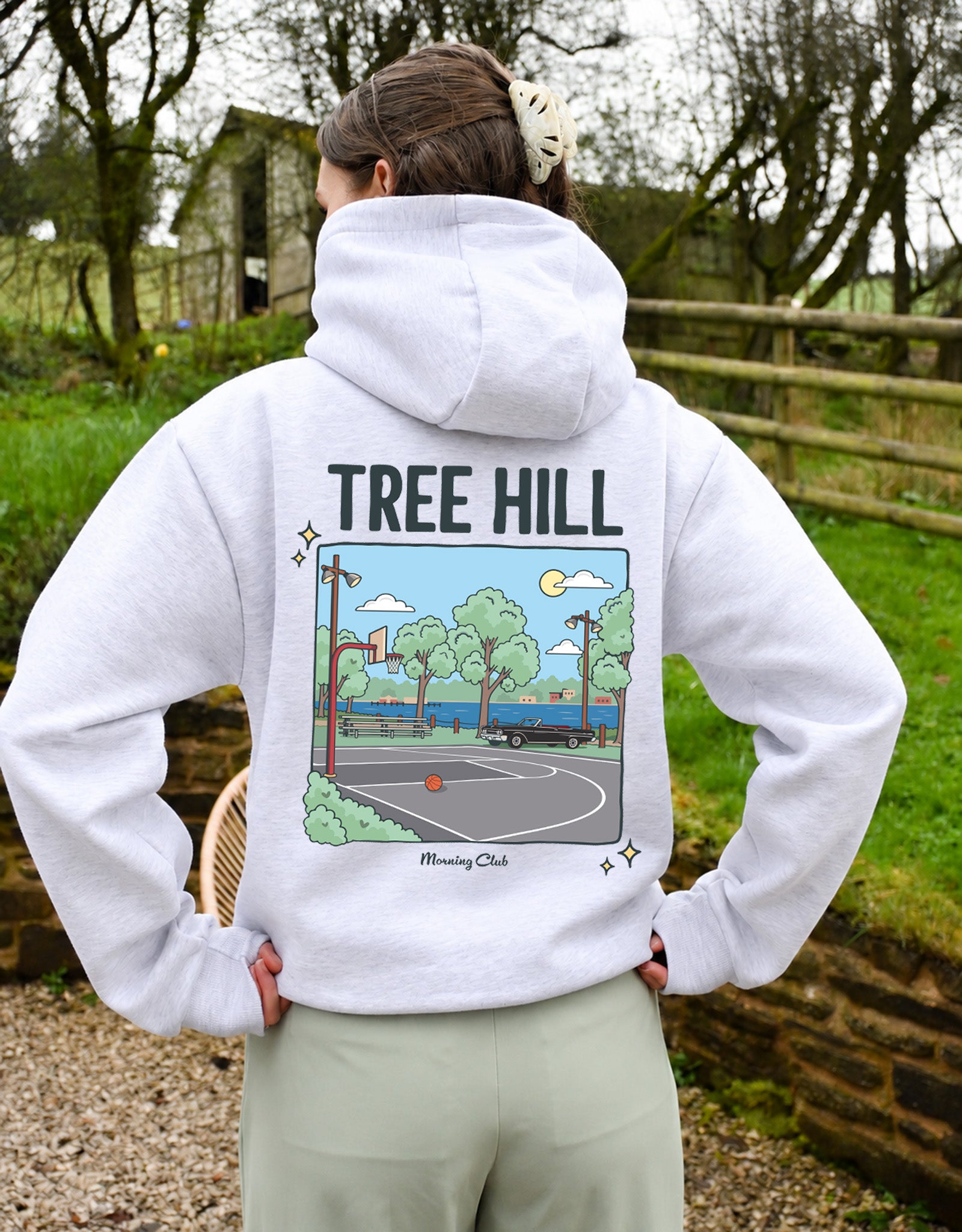 Tree Hill Printed Heavyweight Cotton Hoodie