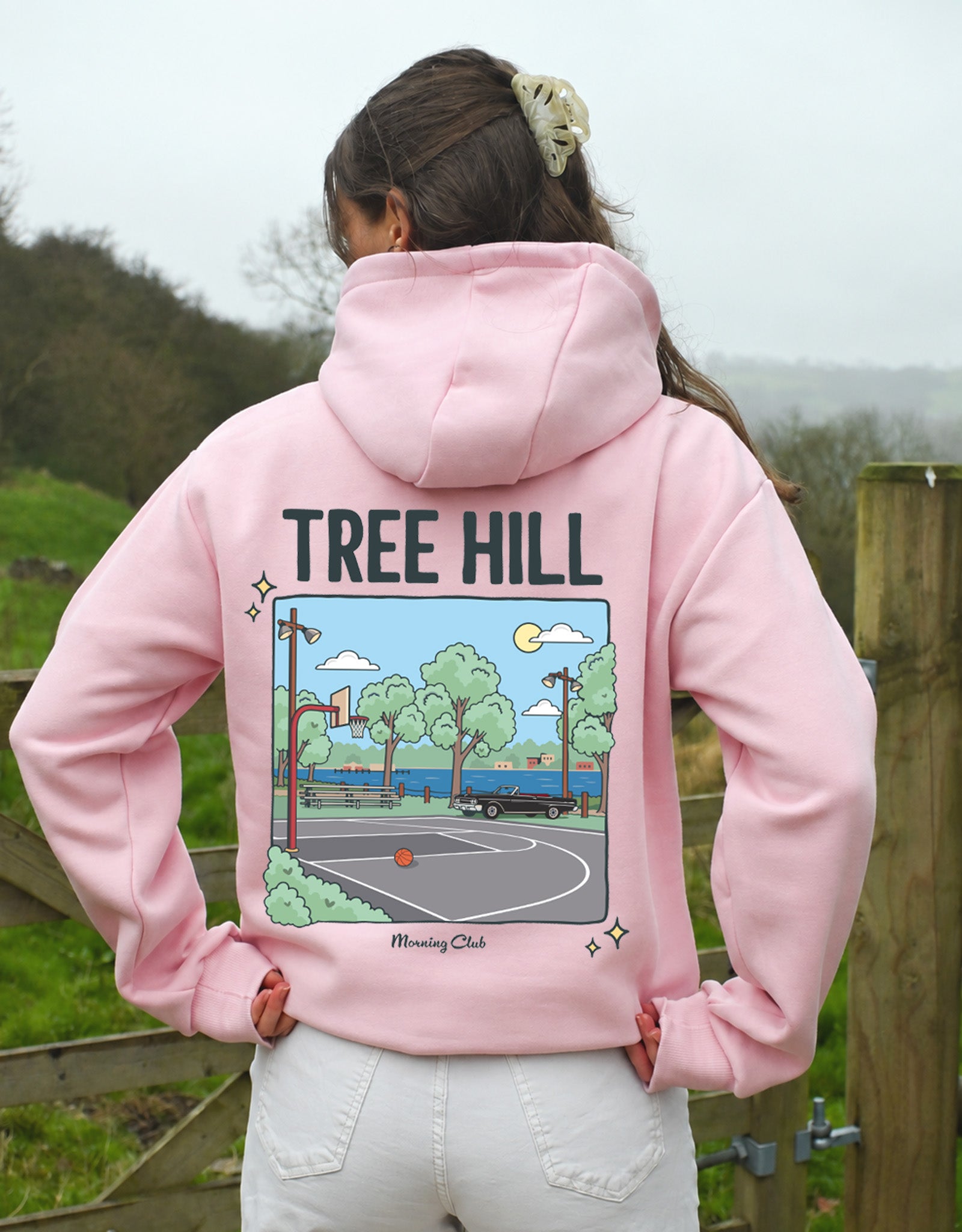 Tree Hill Printed Heavyweight Cotton Hoodie