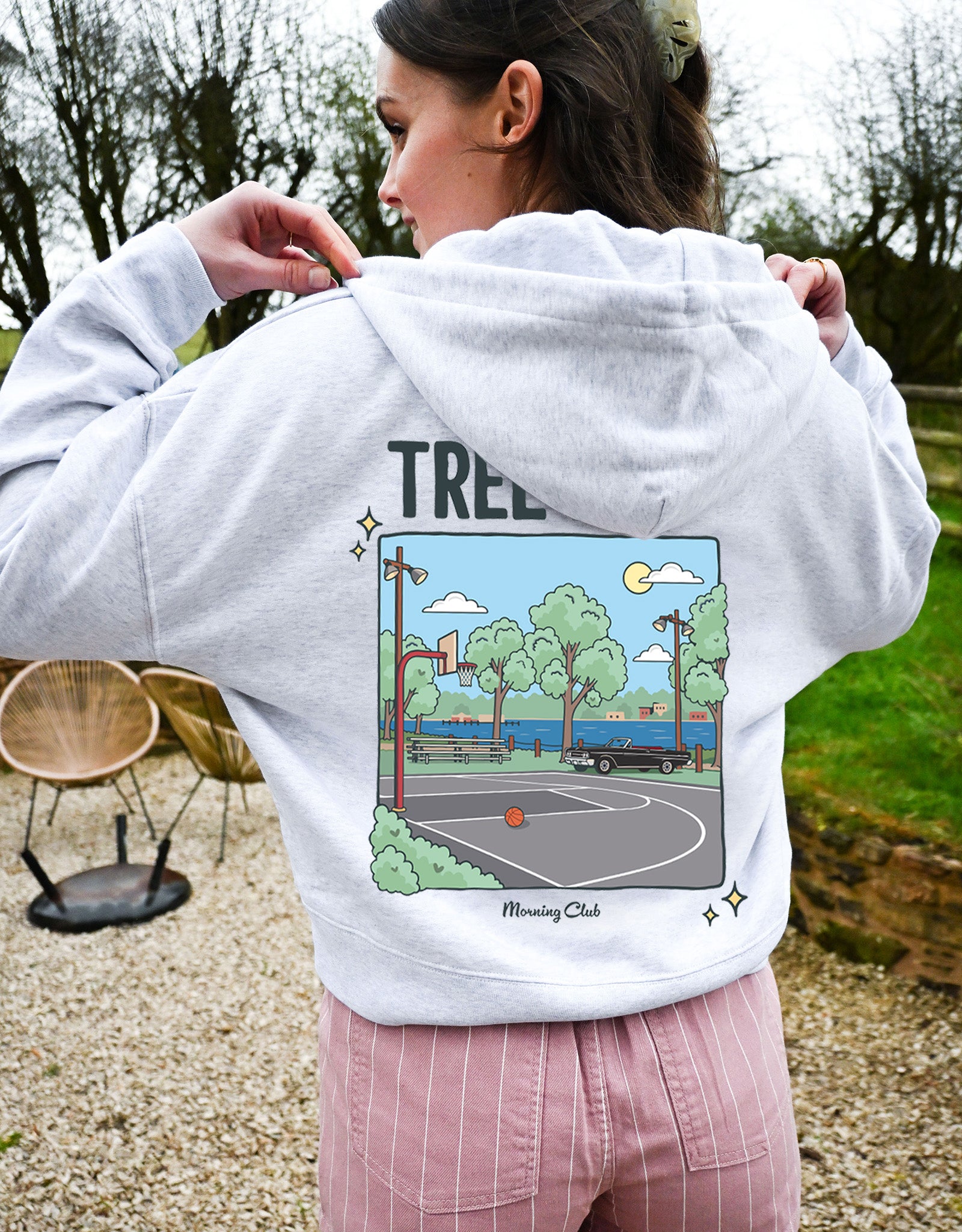 Tree Hill Printed Boxy Organic Cotton Zip Hoodie