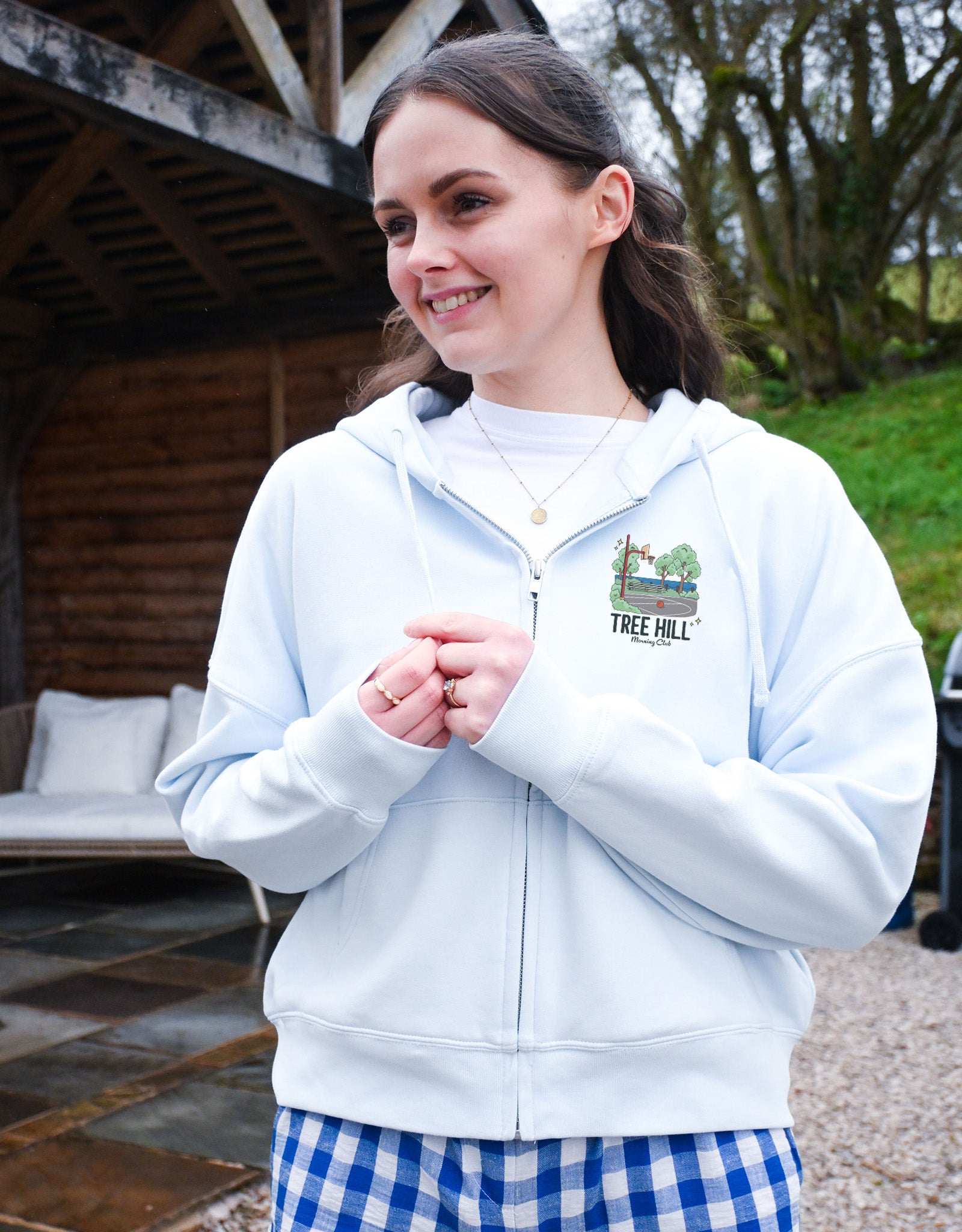 Tree Hill Printed Boxy Organic Cotton Zip Hoodie