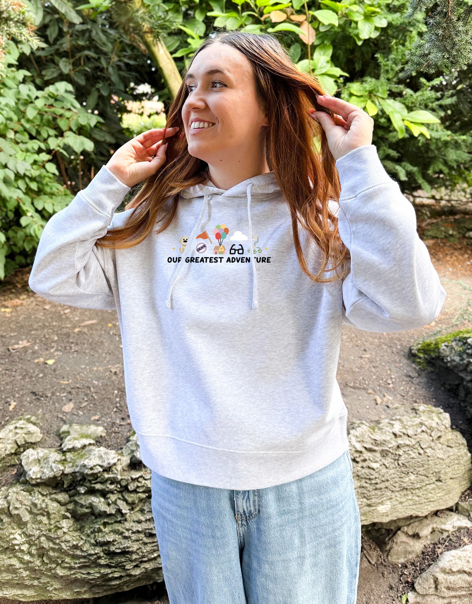 Up Embroidered Boxy Organic Cotton Hoodie