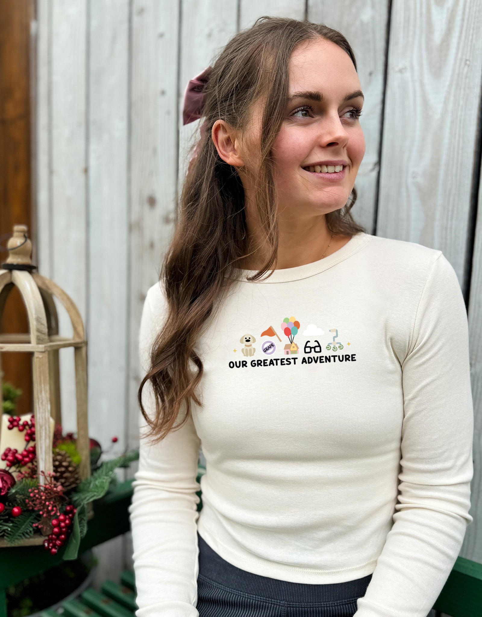 Up Embroidered Micro Rib Long Sleeved Tee