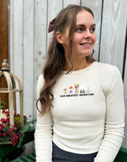 Up Embroidered Micro Rib Long Sleeved Tee