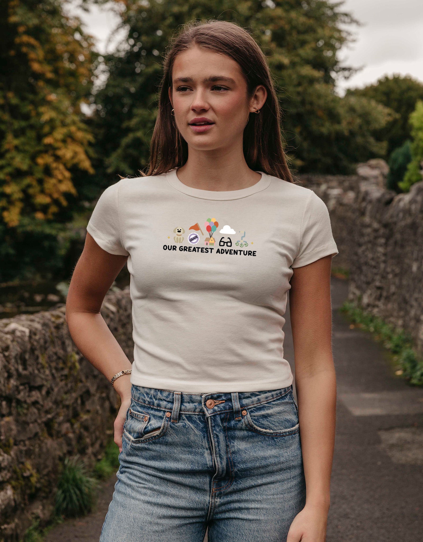 Up Embroidered Micro Rib Baby Tee