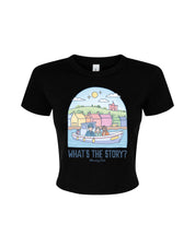 What's The Story Printed Micro Rib Baby Tee