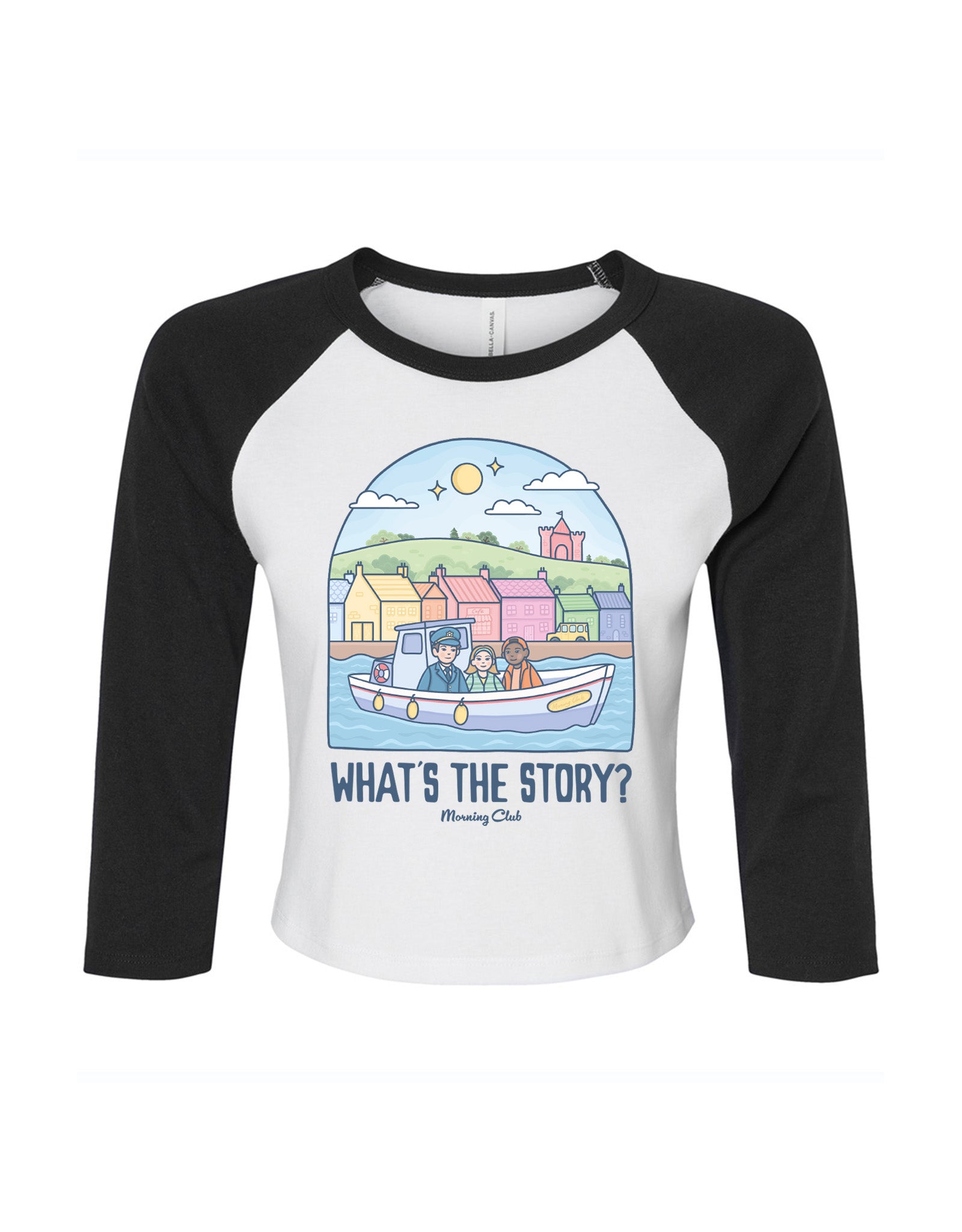 What's The Story Printed Micro Rib 3/4 Sleeve Tee