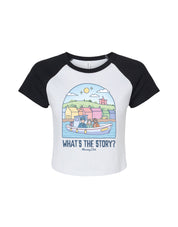 What's The Story Printed Micro Rib Raglan Baby Tee