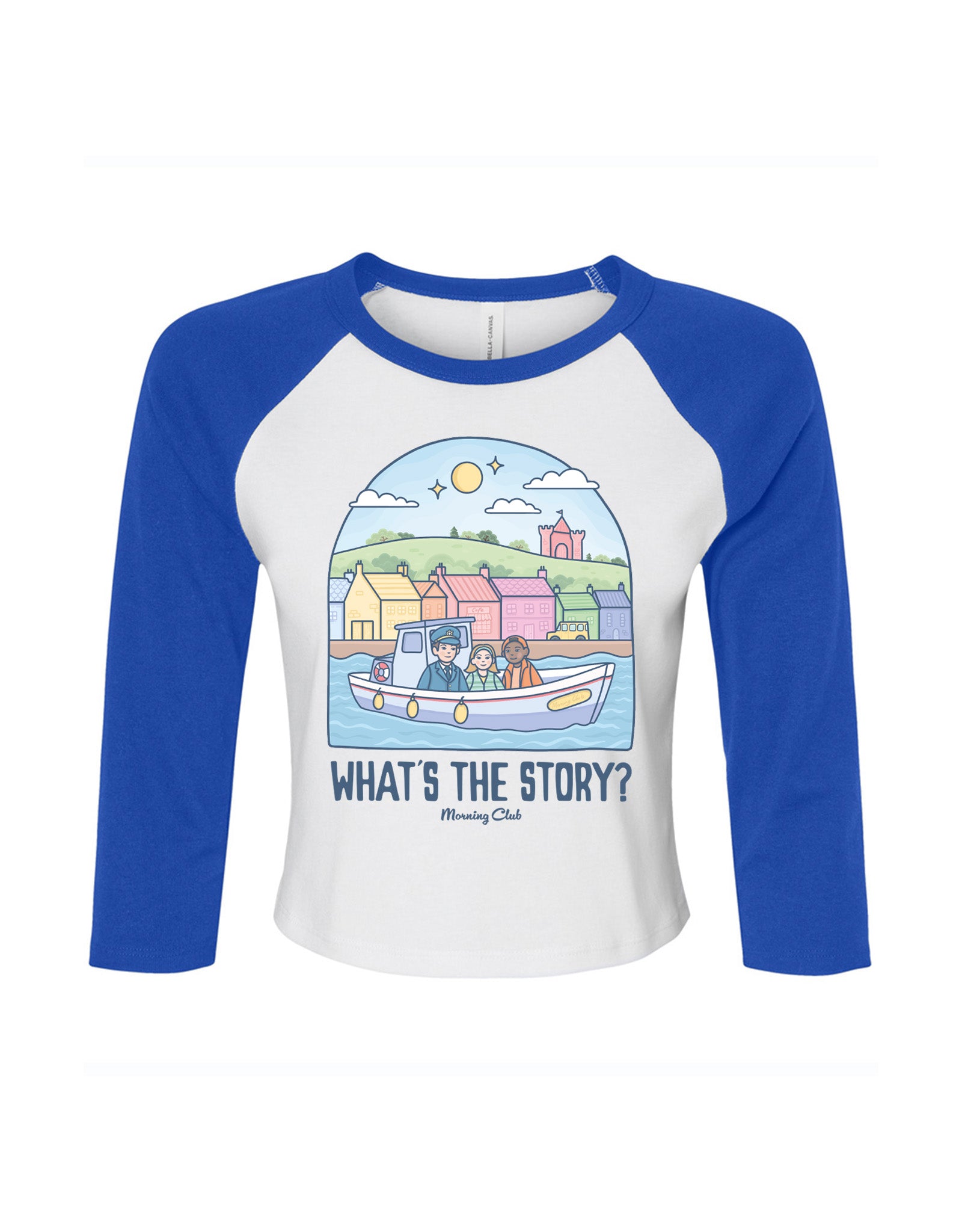 What's The Story Printed Micro Rib 3/4 Sleeve Tee