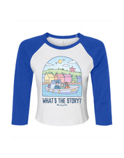 What's The Story Printed Micro Rib 3/4 Sleeve Tee