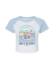 What's The Story Printed Micro Rib Raglan Baby Tee