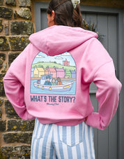 What's The Story Printed Boxy Organic Cotton Zip Hoodie