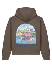 What's The Story Printed Boxy Organic Cotton Hoodie
