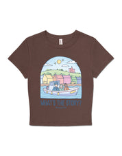 What's The Story Printed Micro Rib Baby Tee