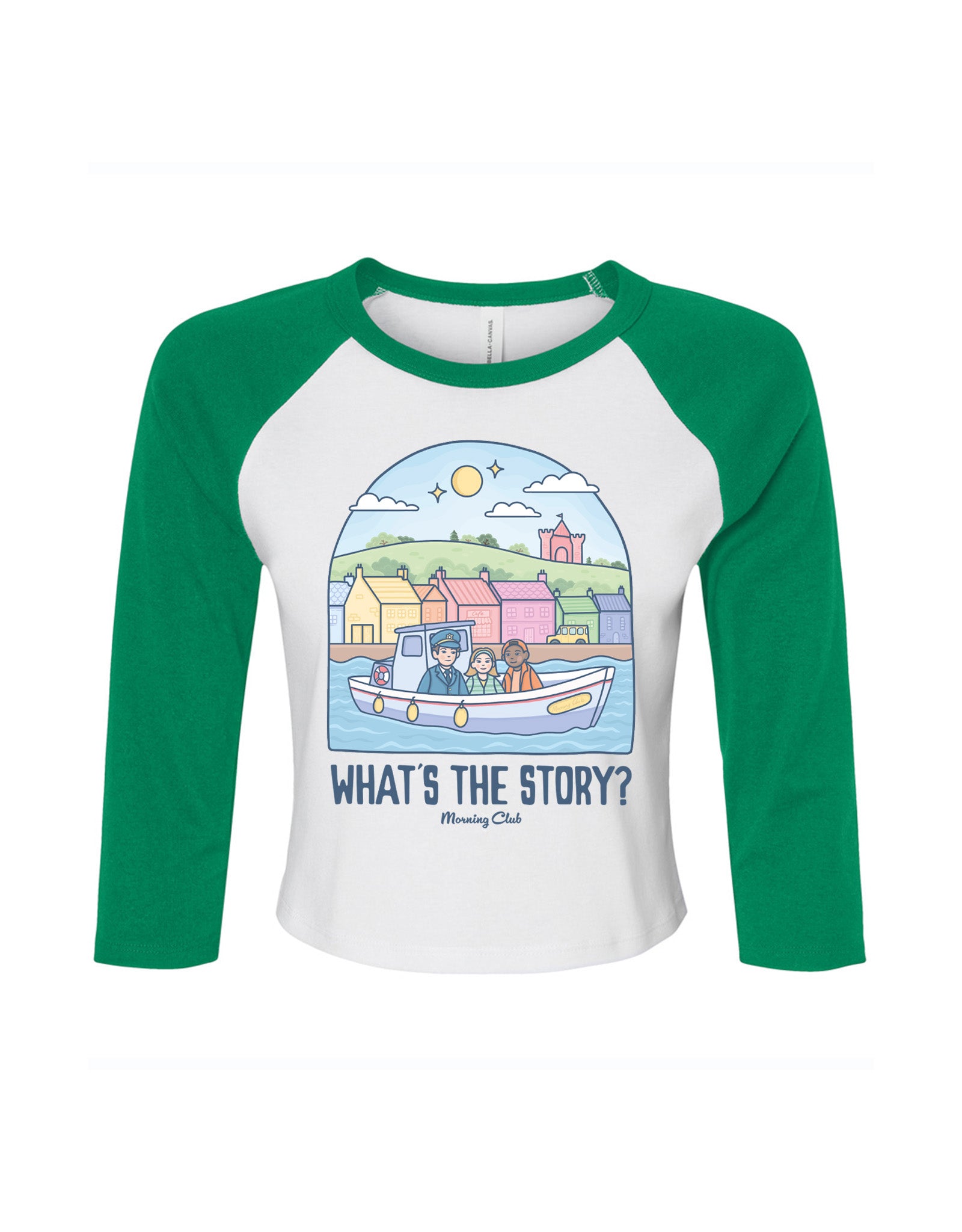 What's The Story Printed Micro Rib 3/4 Sleeve Tee