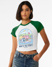 What's The Story Printed Micro Rib Raglan Baby Tee