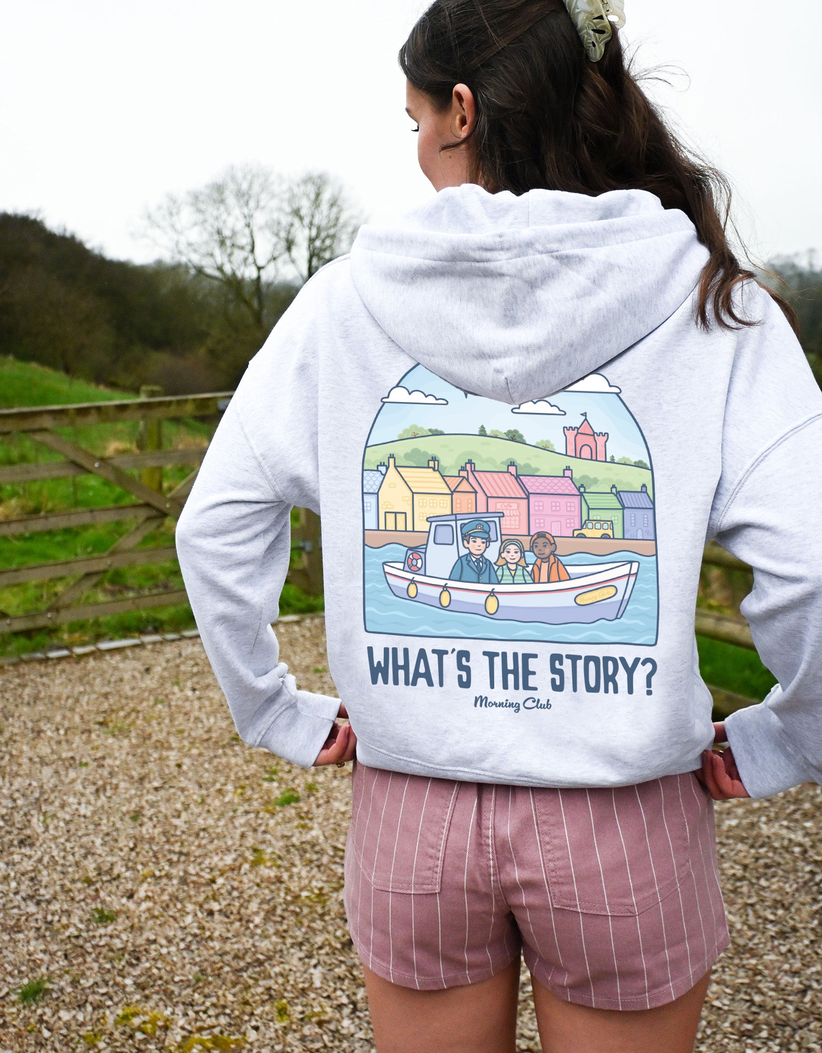 What's The Story Printed Boxy Organic Cotton Zip Hoodie