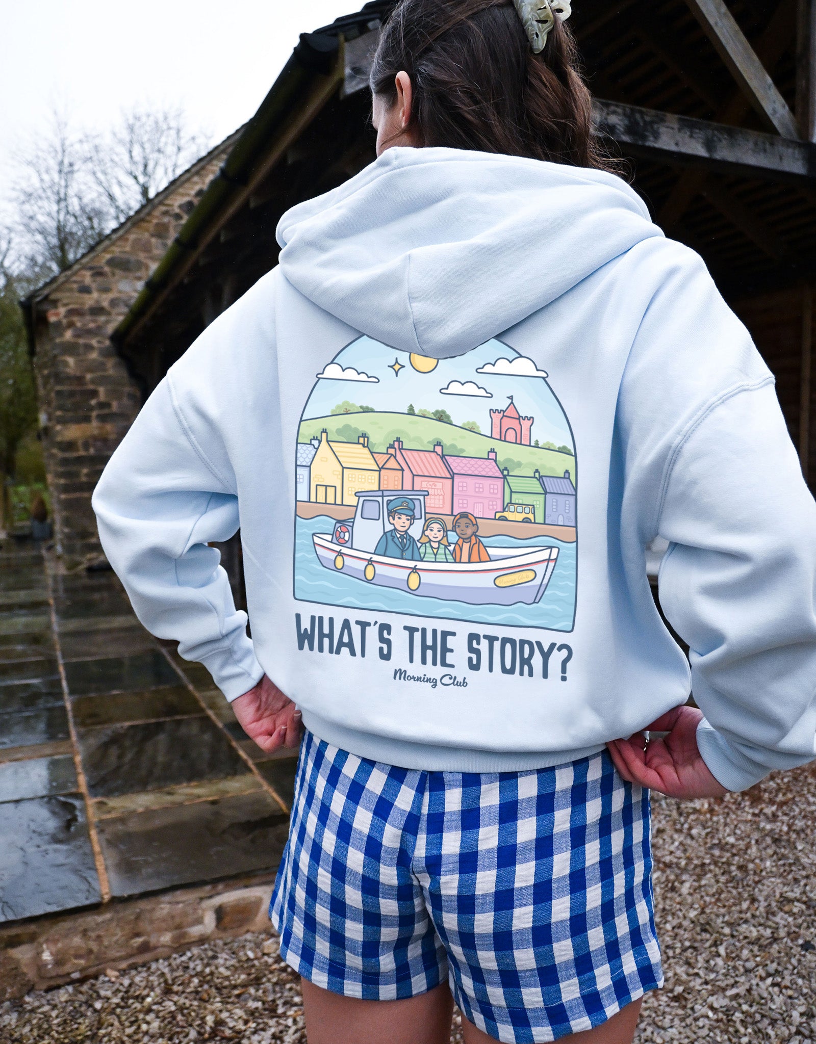 What's The Story Printed Boxy Organic Cotton Zip Hoodie