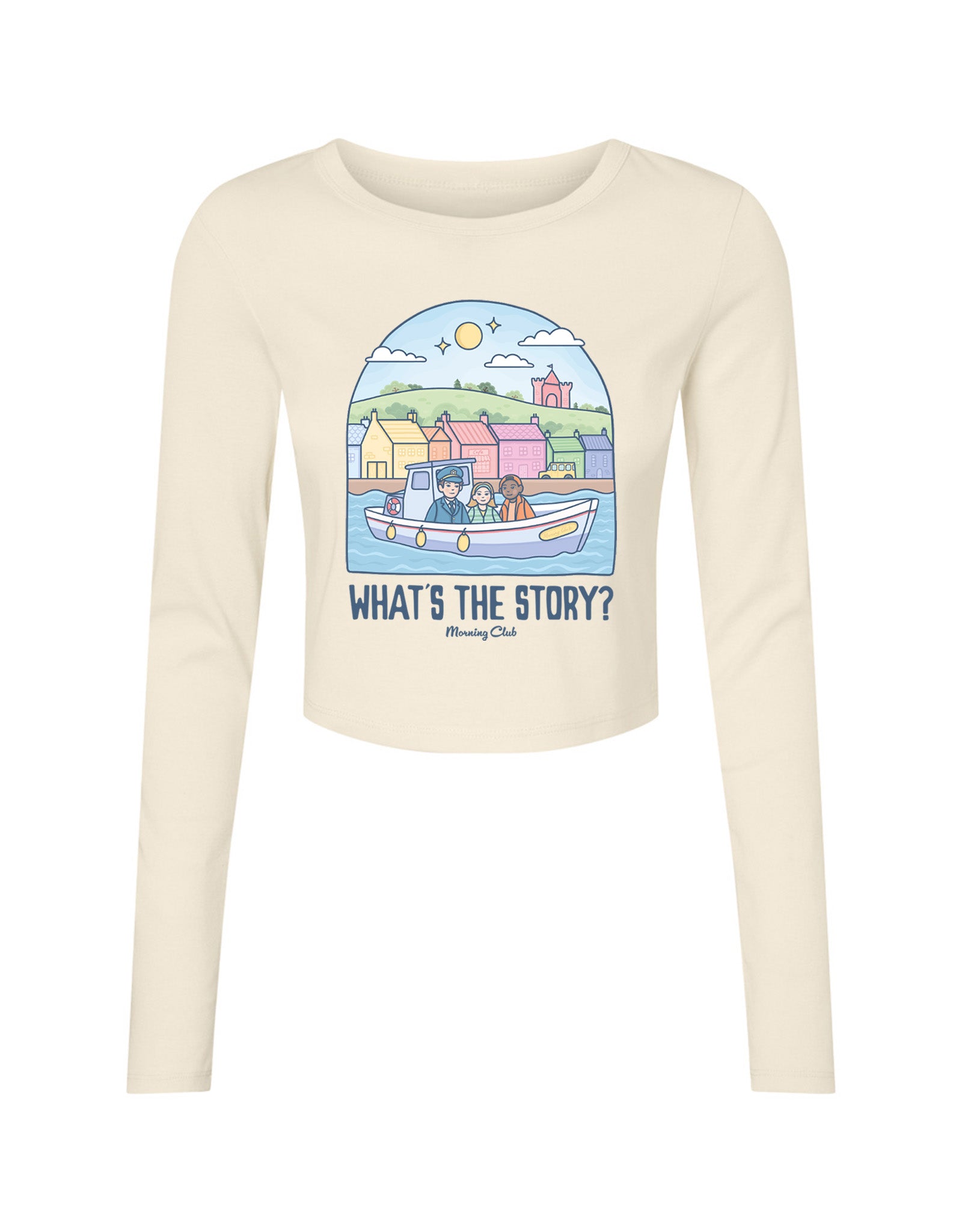 What's The Story Printed Micro Rib Long Sleeved Tee