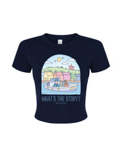 What's The Story Printed Micro Rib Baby Tee