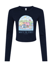 What's The Story Printed Micro Rib Long Sleeved Tee