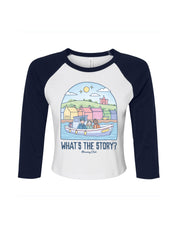 What's The Story Printed Micro Rib 3/4 Sleeve Tee