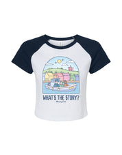 What's The Story Printed Micro Rib Raglan Baby Tee