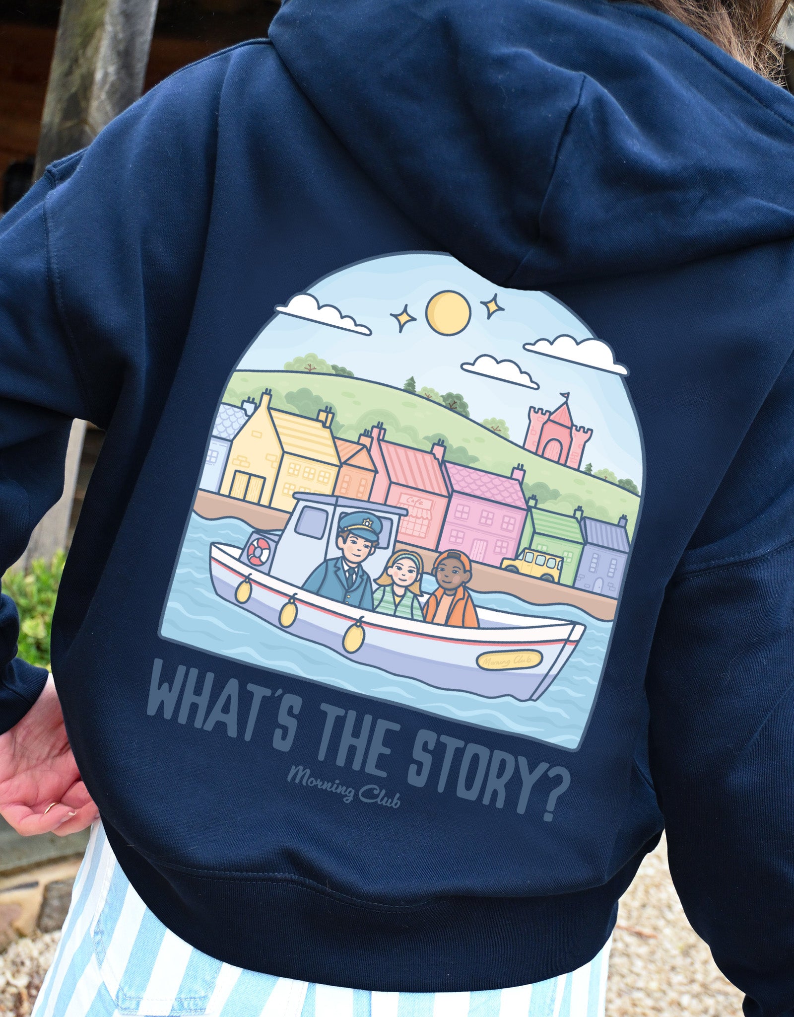 What's The Story Printed Boxy Organic Cotton Zip Hoodie