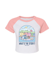 What's The Story Printed Micro Rib Raglan Baby Tee