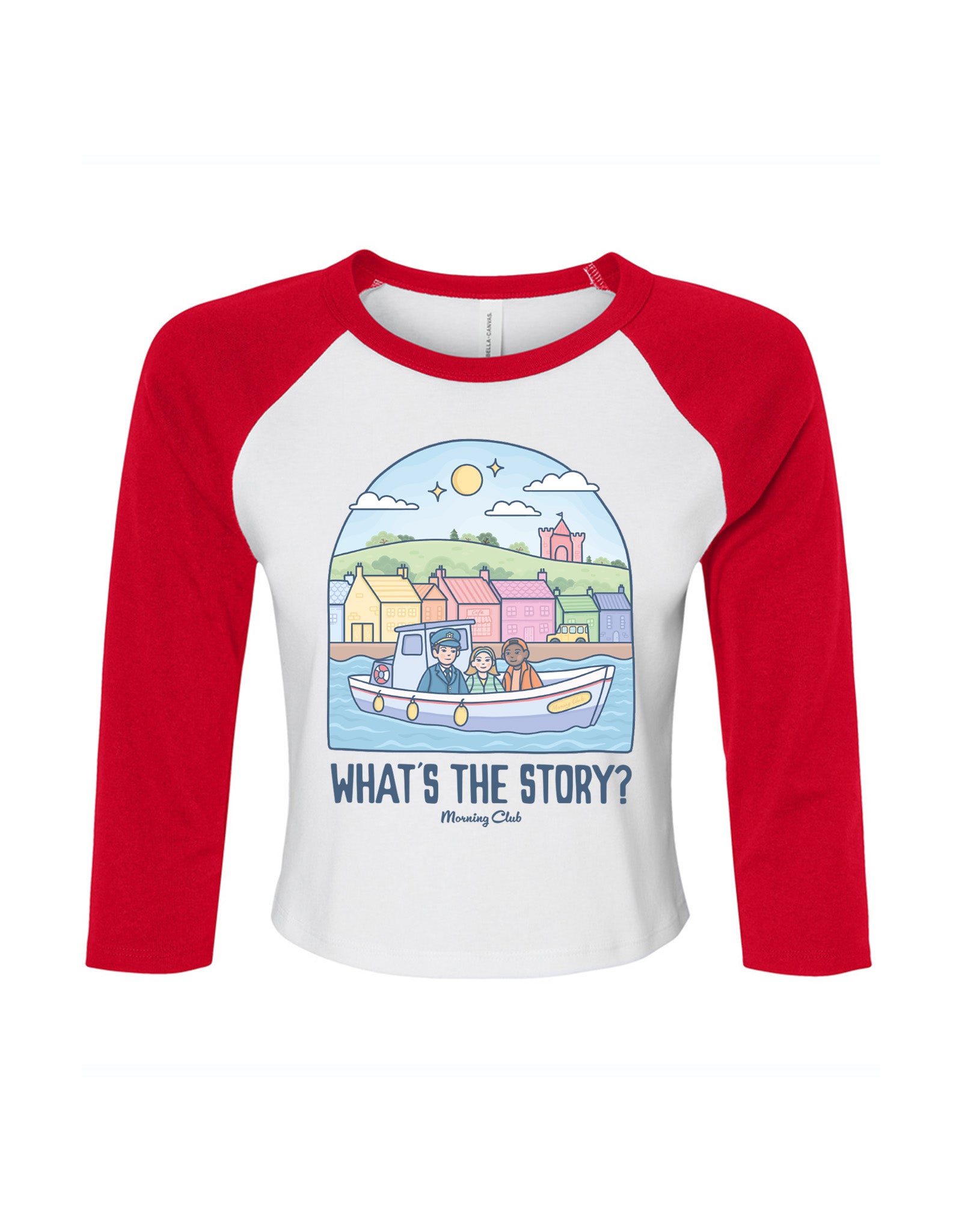 What's The Story Printed Micro Rib 3/4 Sleeve Tee