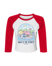 What's The Story Printed Micro Rib 3/4 Sleeve Tee