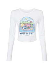 What's The Story Printed Micro Rib Long Sleeved Tee