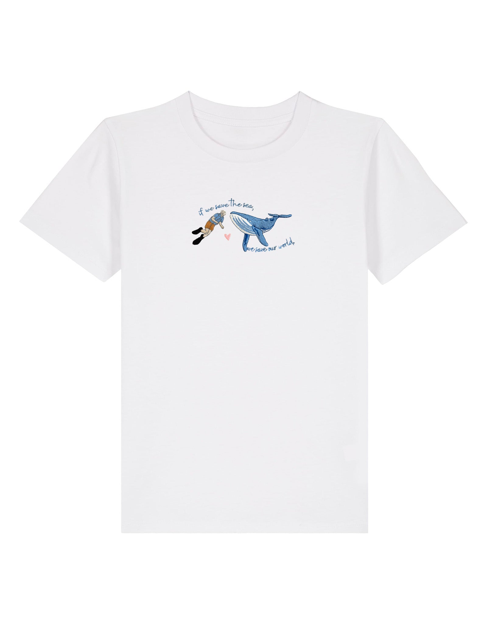 Save The Sea Embroidered Organic Cotton Childrens T-Shirt