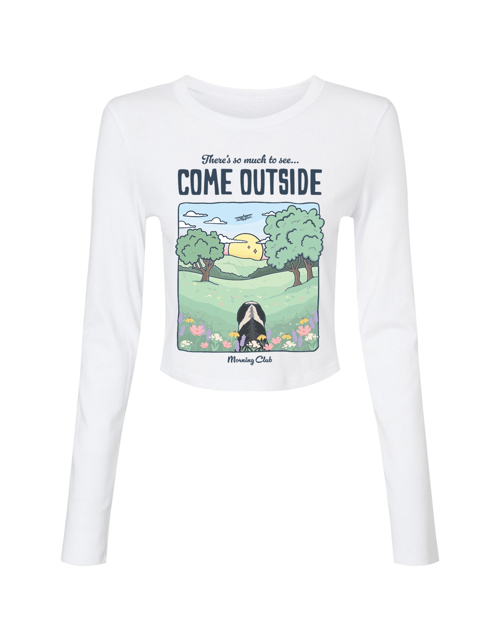 Come Outside Printed Micro Rib Long Sleeved Tee