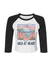 Wild At Heart Printed Micro Rib 3/4 Sleeve Tee