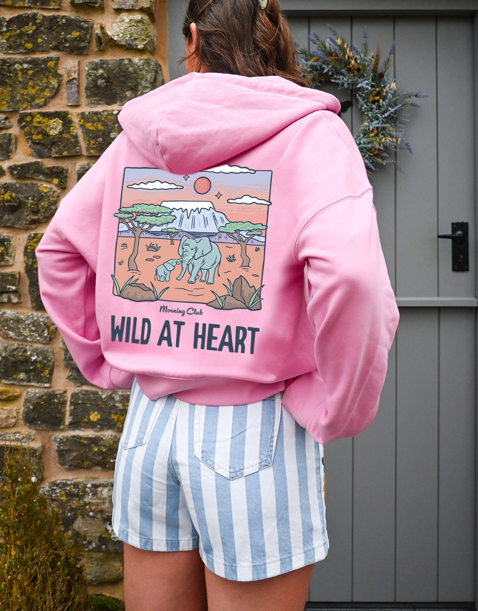 Wild At Heart Printed Boxy Organic Cotton Zip Hoodie
