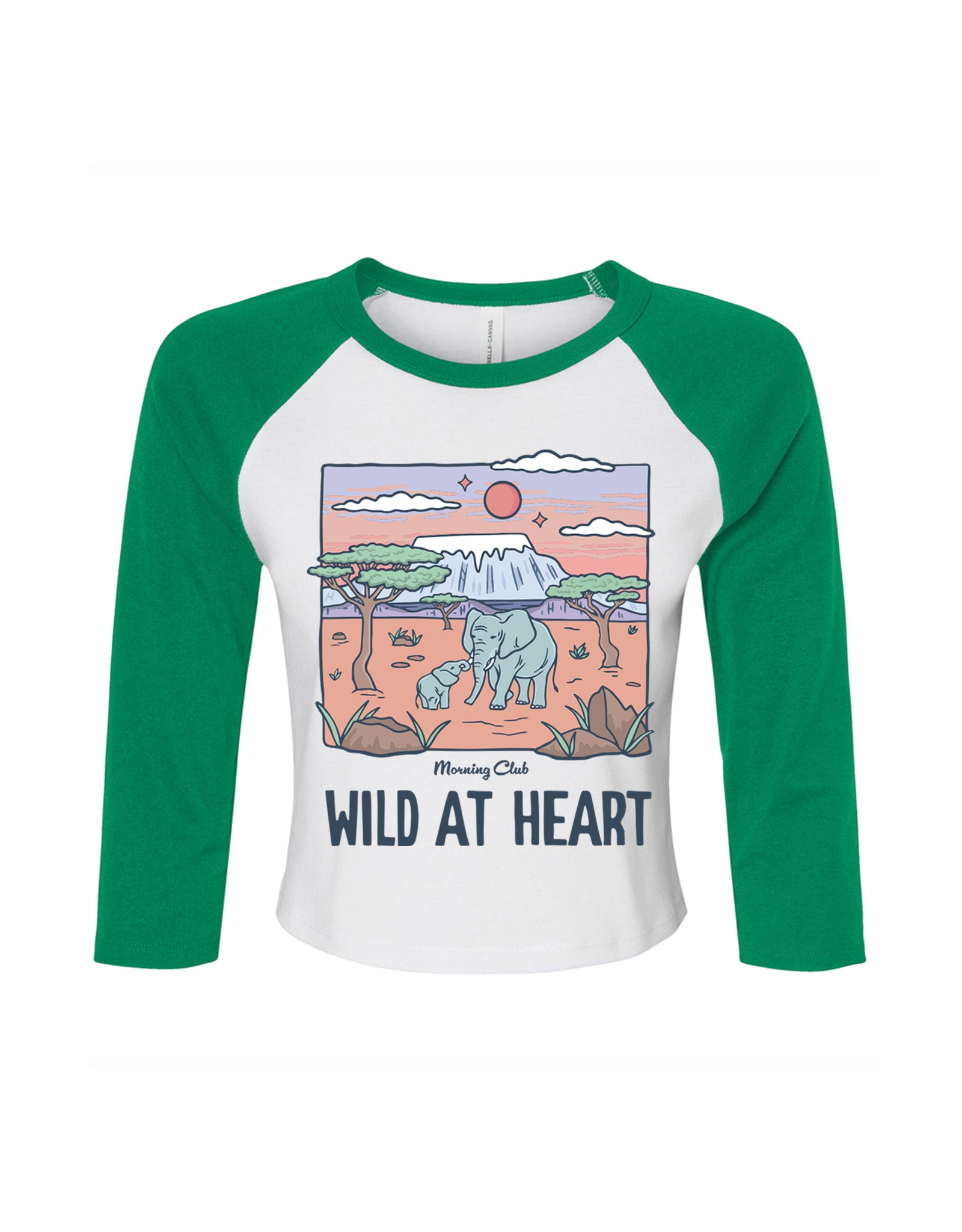 Wild At Heart Printed Micro Rib 3/4 Sleeve Tee