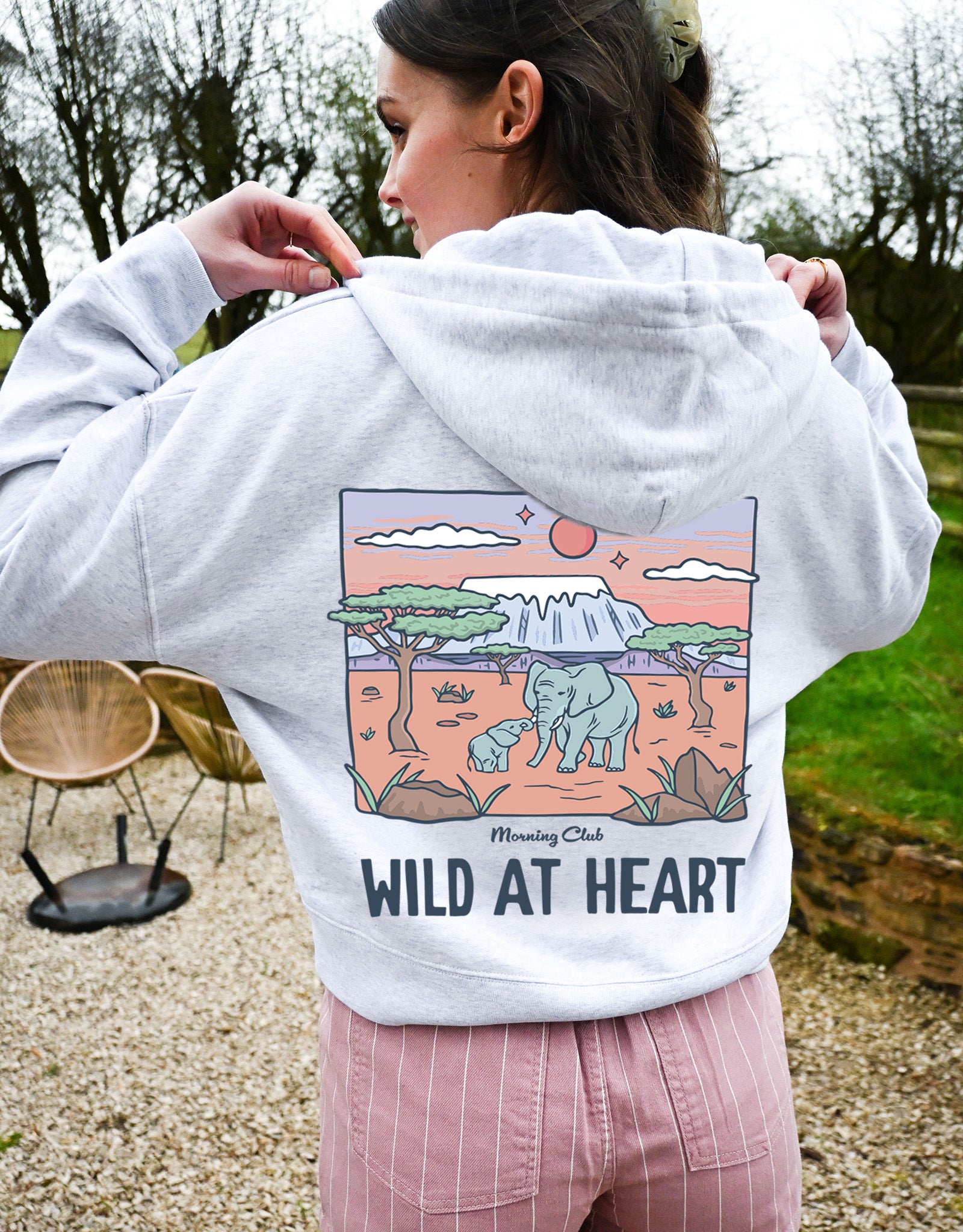 Wild At Heart Printed Boxy Organic Cotton Zip Hoodie