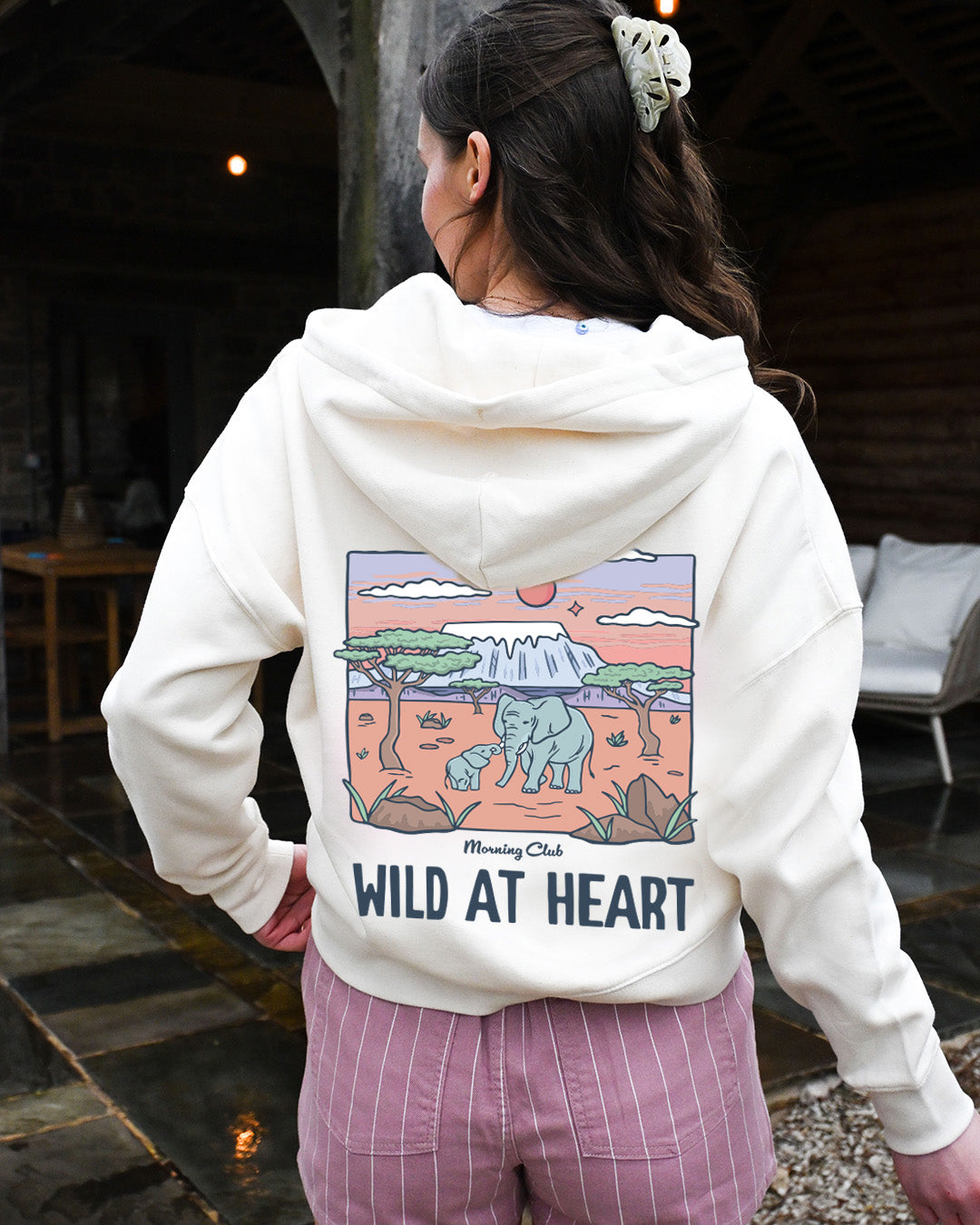 Wild At Heart Printed Boxy Organic Cotton Zip Hoodie