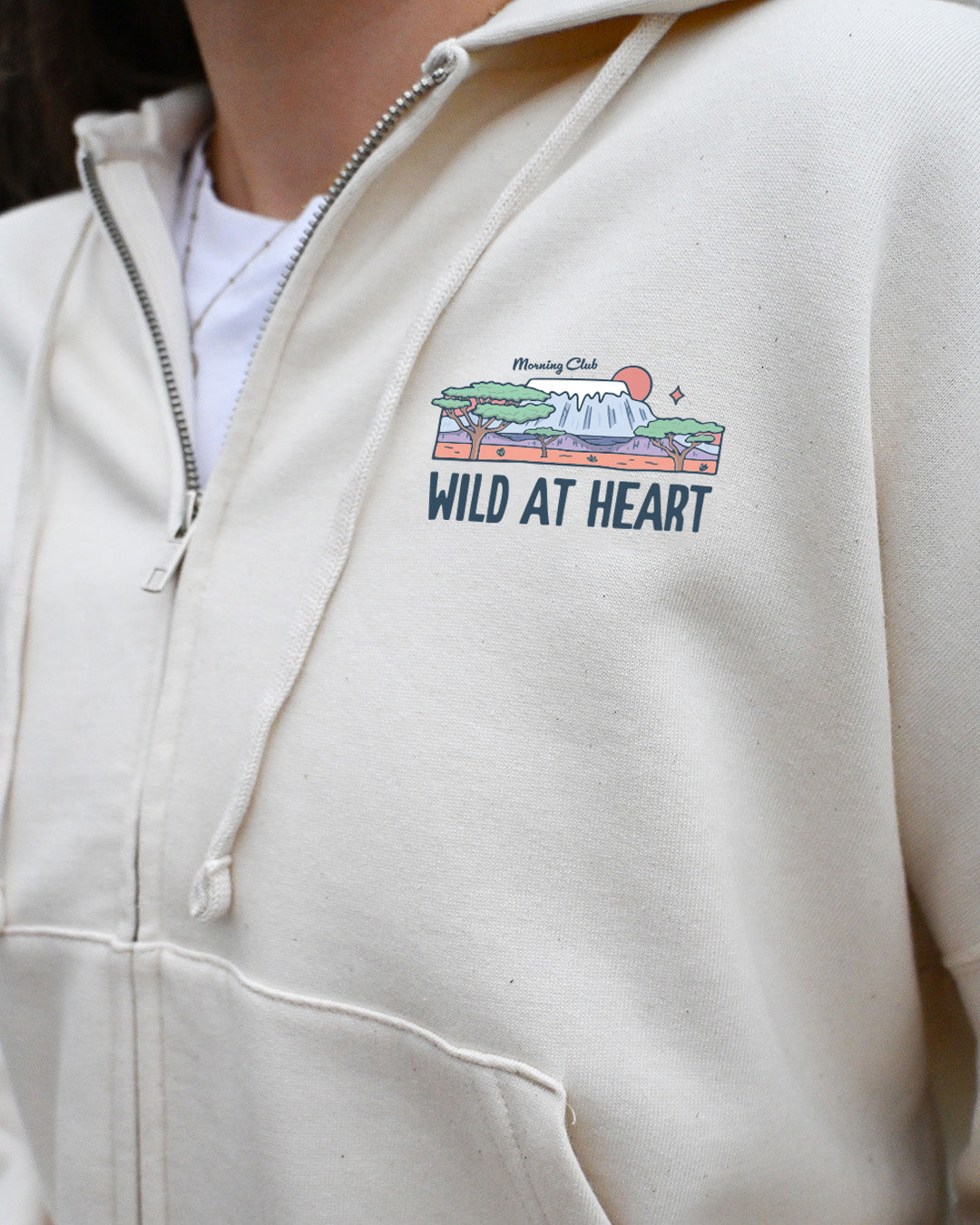Wild At Heart Printed Boxy Organic Cotton Zip Hoodie