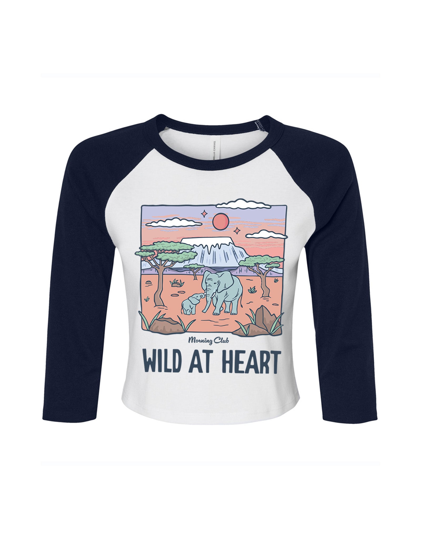 Wild At Heart Printed Micro Rib 3/4 Sleeve Tee