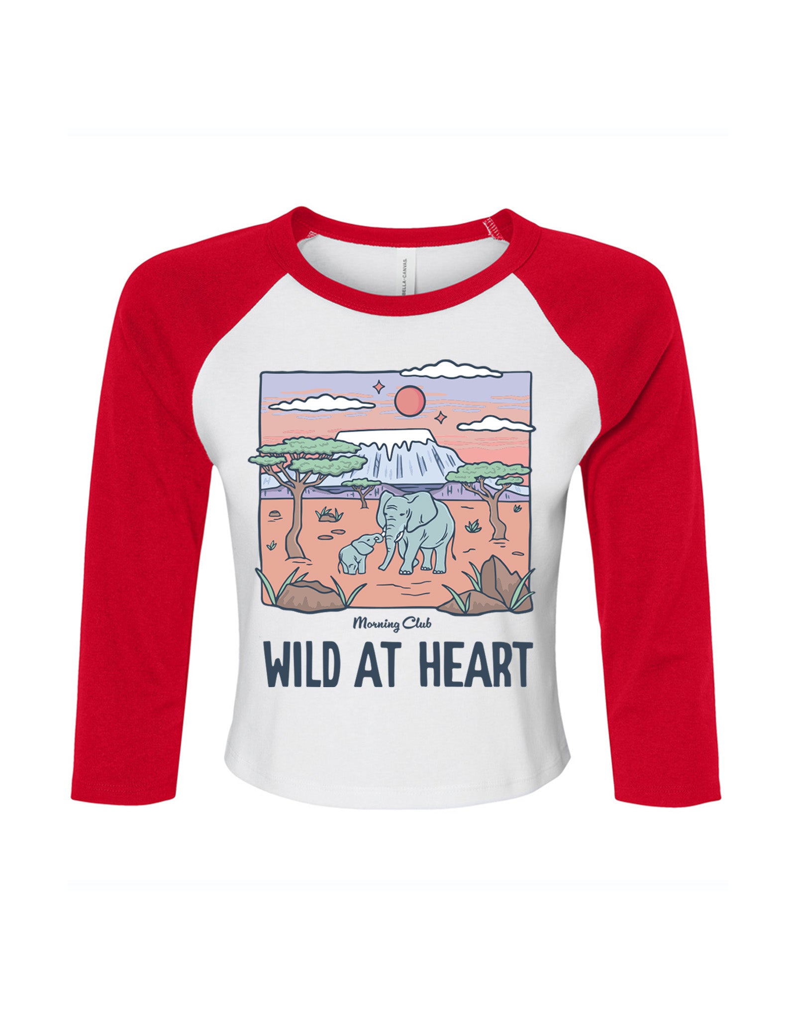 Wild At Heart Printed Micro Rib 3/4 Sleeve Tee