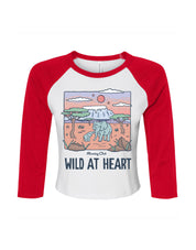 Wild At Heart Printed Micro Rib 3/4 Sleeve Tee