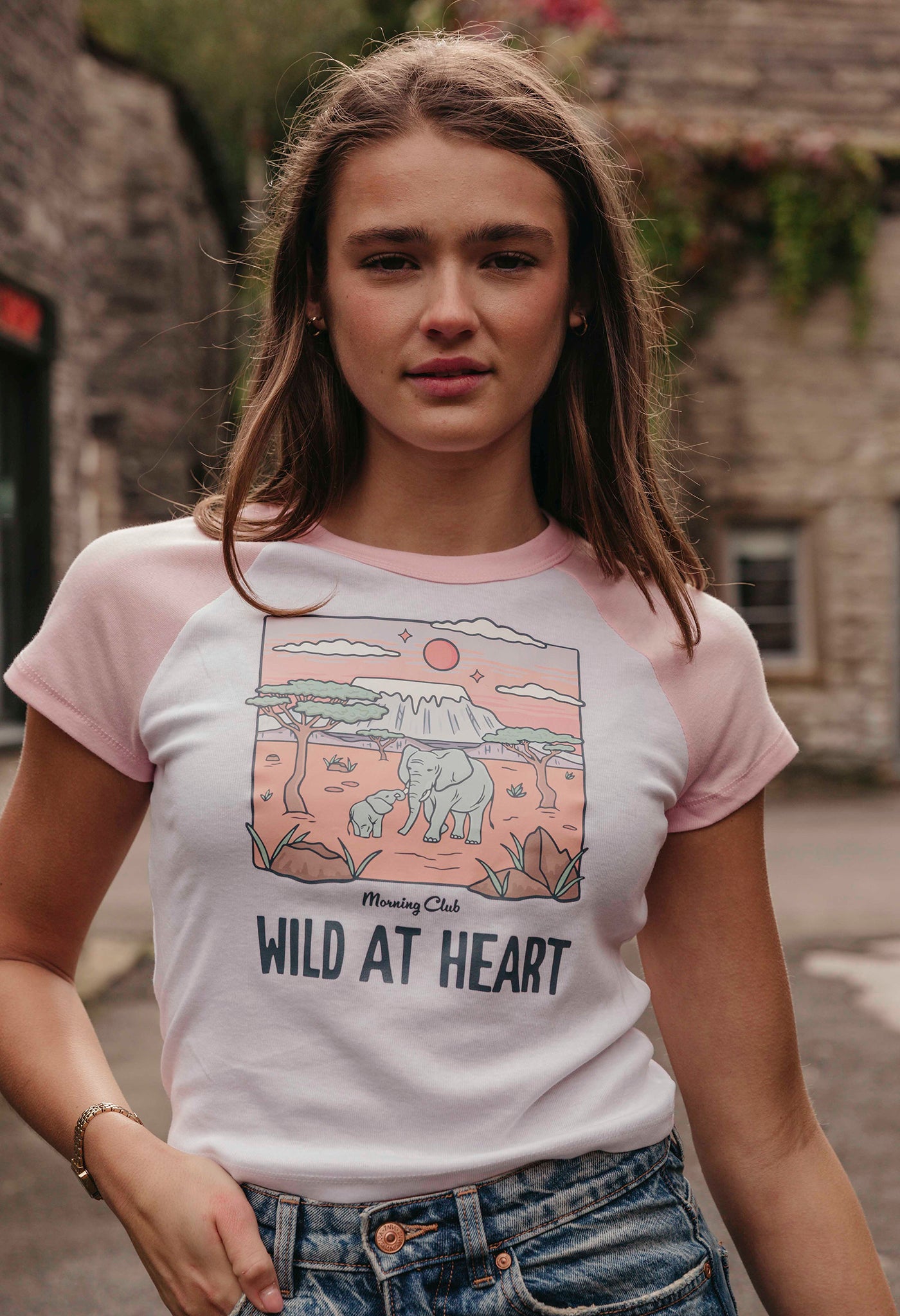 Wild At Heart Printed Micro Rib Raglan Baby Tee