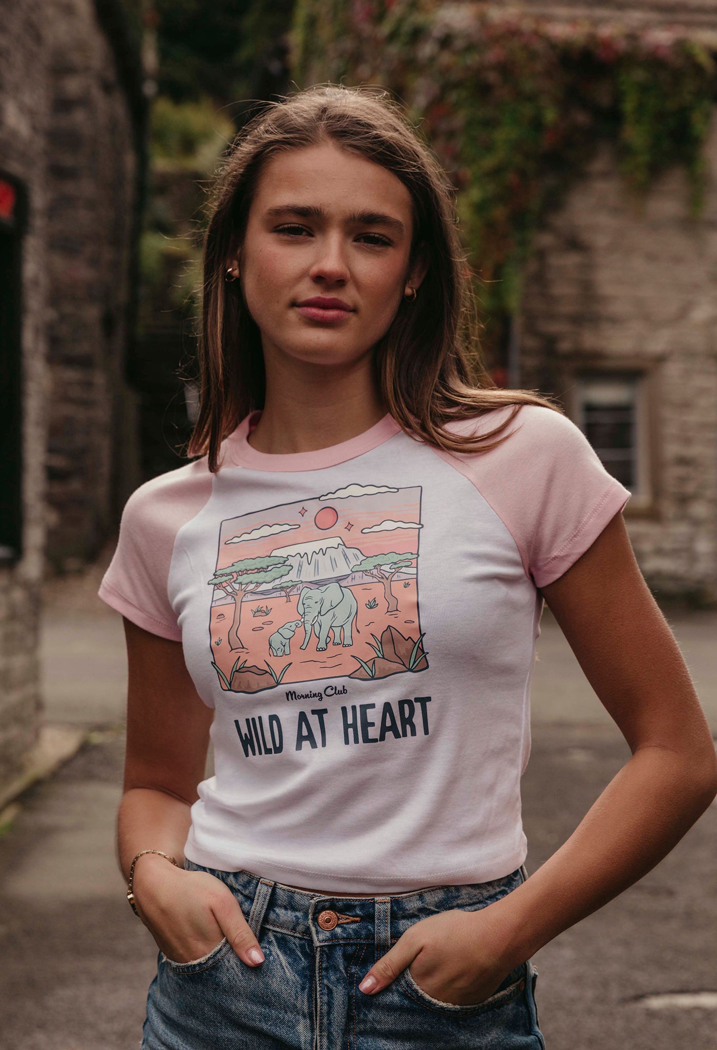 Wild At Heart Printed Micro Rib Raglan Baby Tee