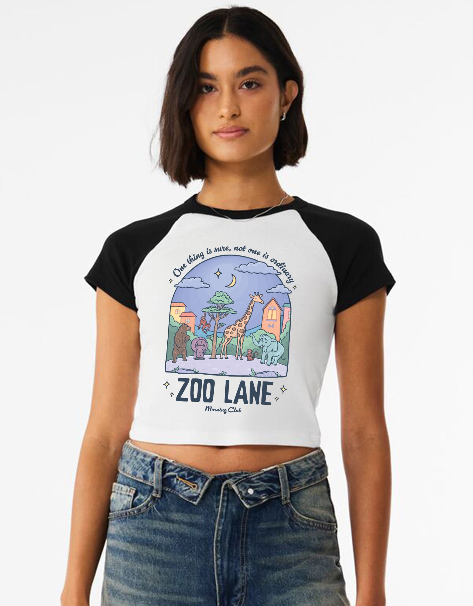 Zoo Lane Printed Micro Rib Raglan Baby Tee