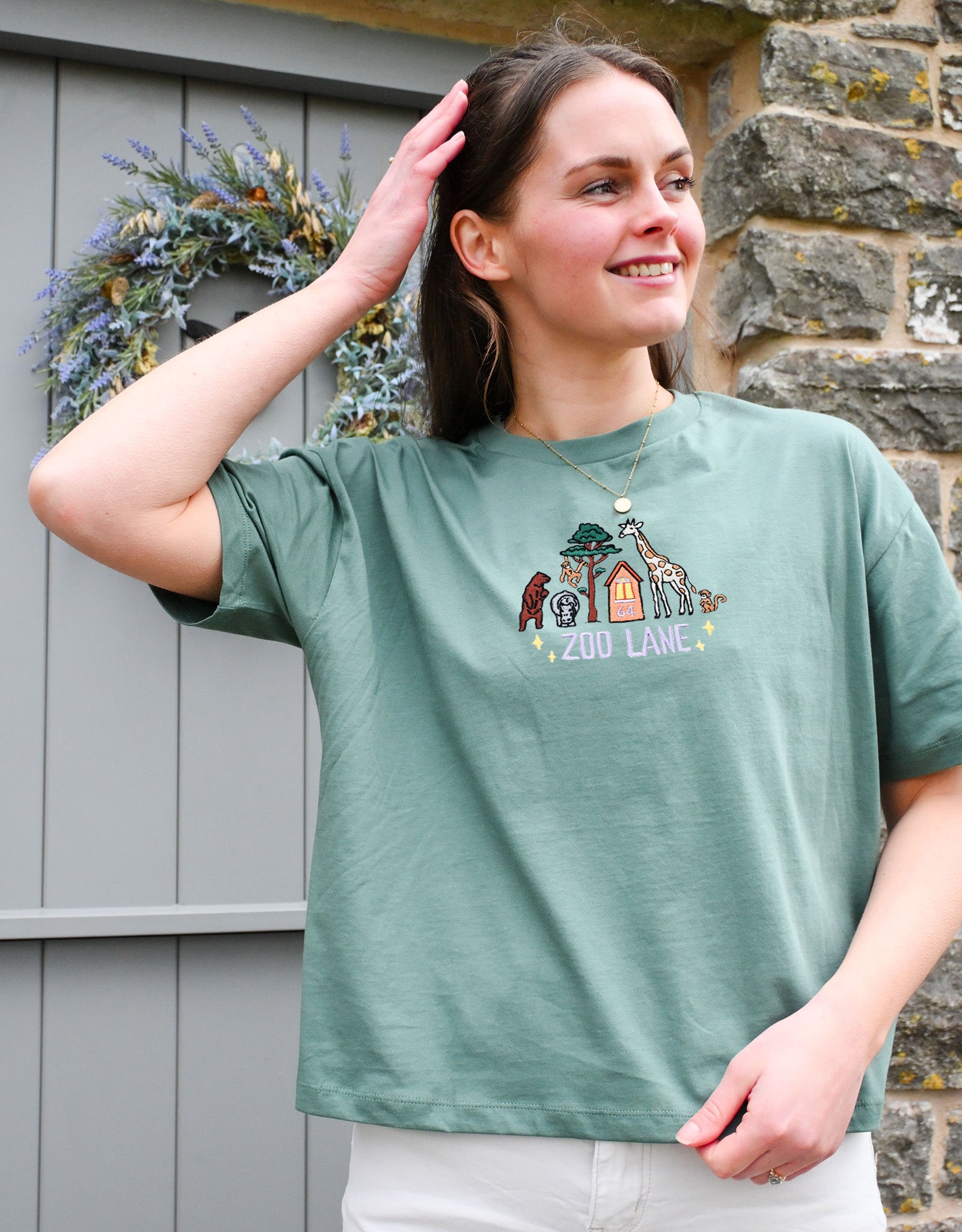 Zoo Lane Embroidered Boxy Organic Cotton Tee