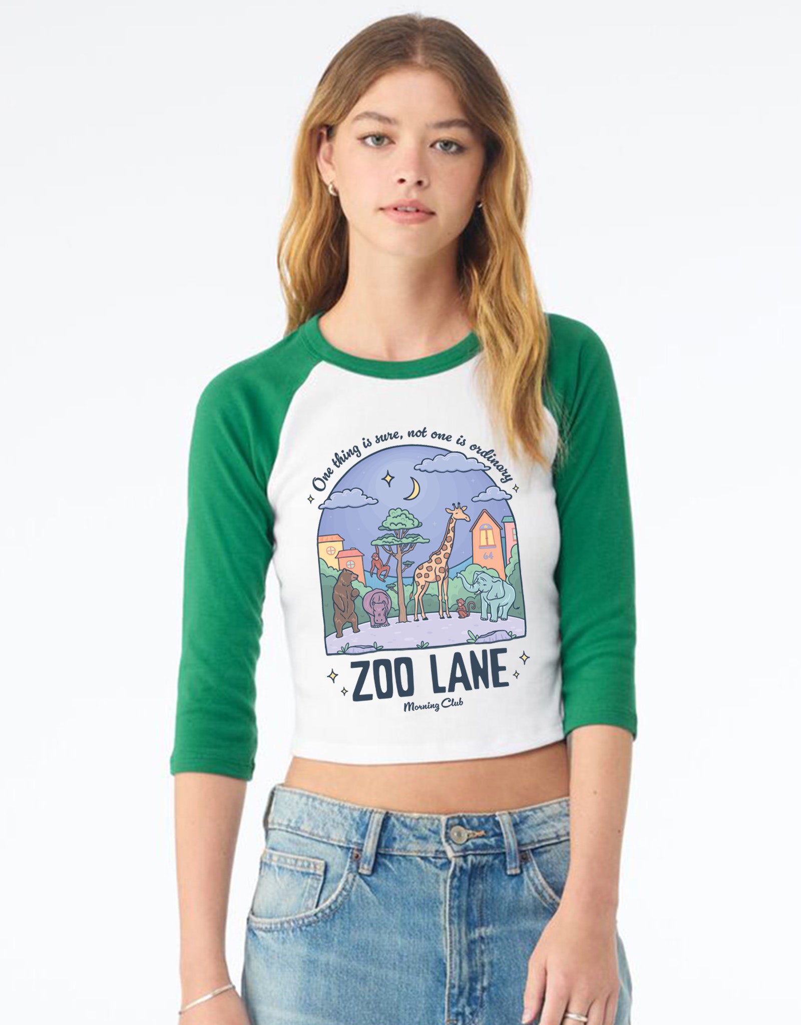 Zoo Lane Printed Micro Rib 3/4 Sleeve Tee