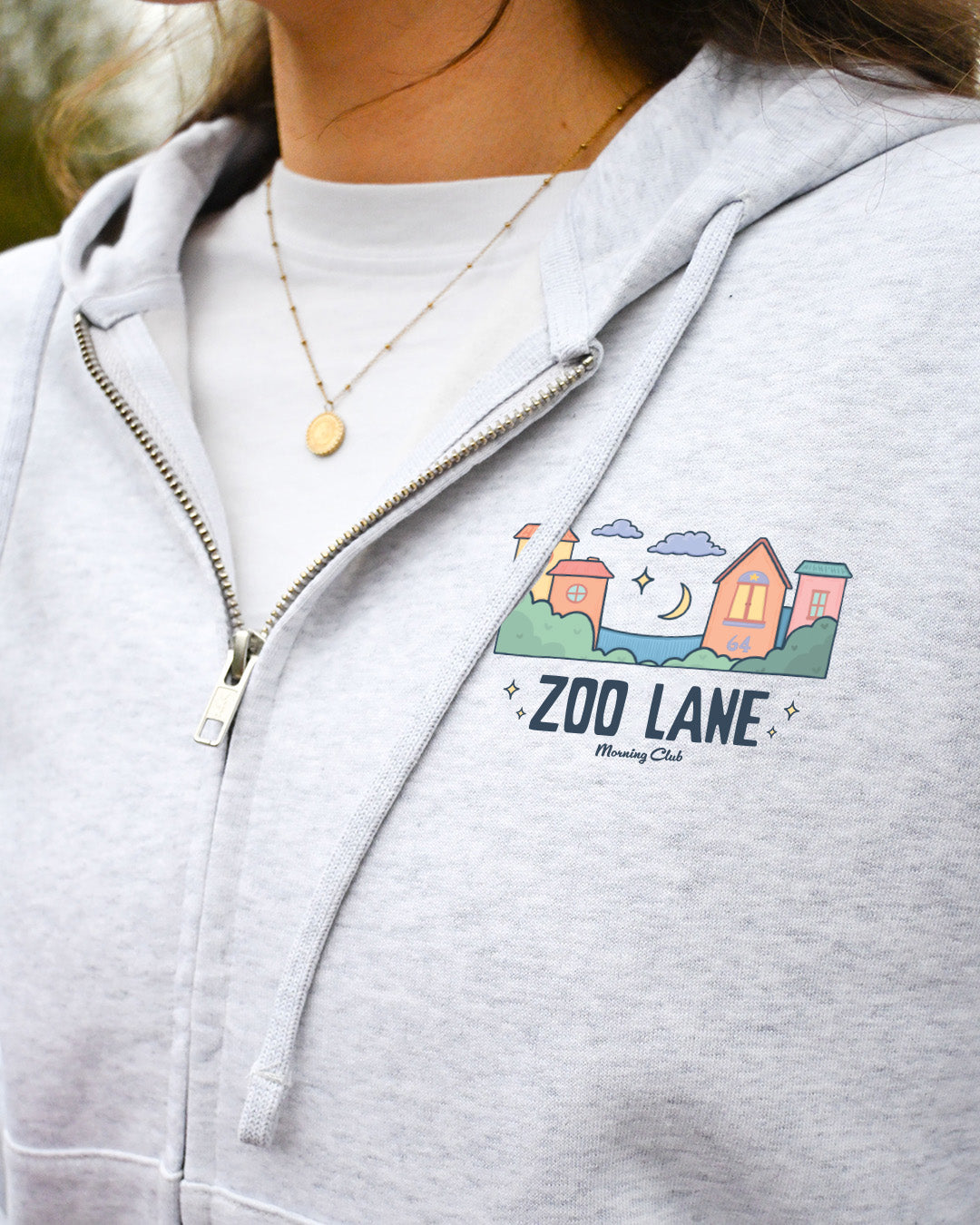 Zoo Lane Printed Boxy Organic Cotton Zip Hoodie