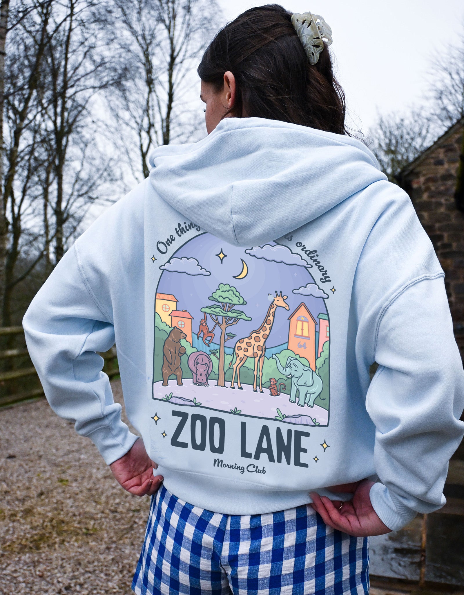 Zoo Lane Printed Boxy Organic Cotton Zip Hoodie